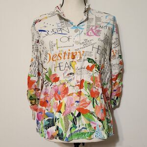 John Mark novelty print Floral boho top Petite M